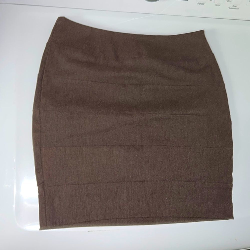 BCX Small Skirt Womens Stretchy Heather Brown Taupe Pull On Casual or Dress Up